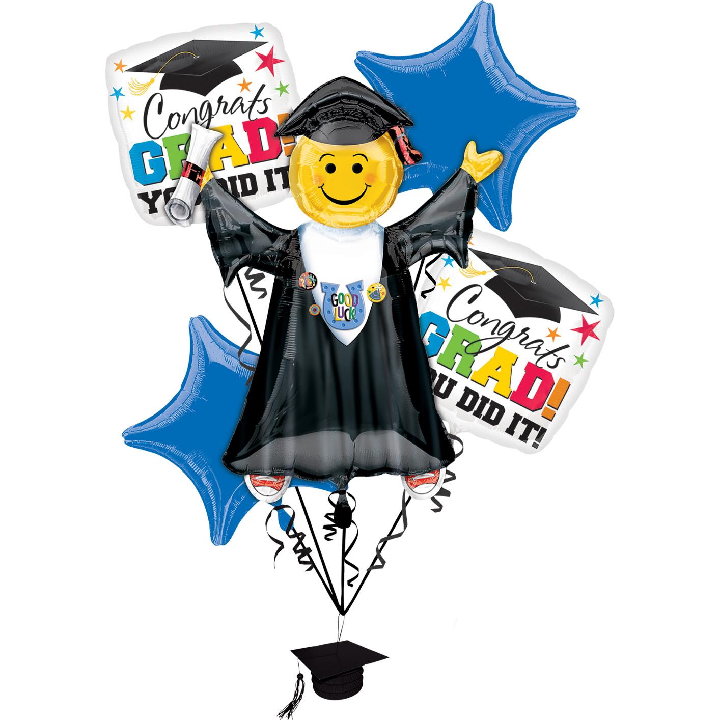 Bright Grad You Did It Balloon Bouquet 5pcs Balloons & Streamers - Party Centre - Party Centre
