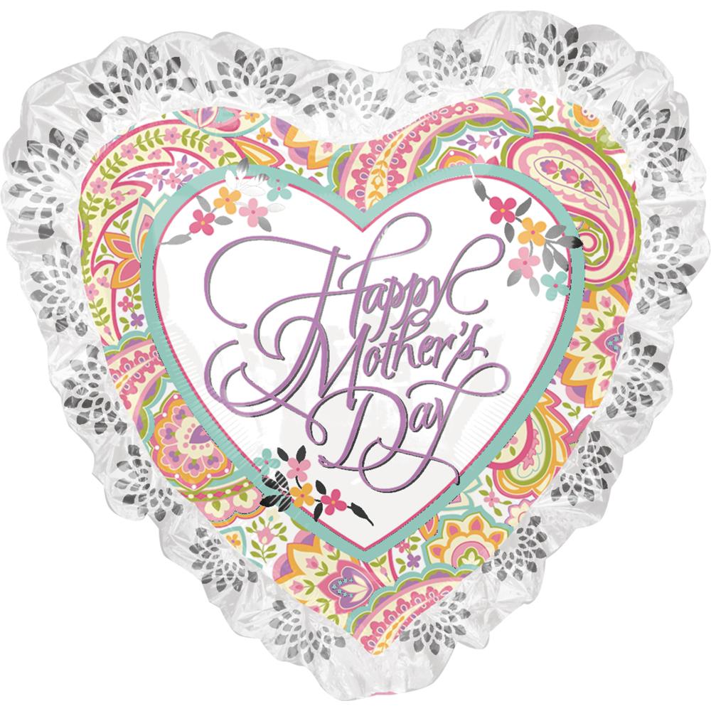 Mother's Day Paisley Heart Ruffle SuperShape Balloon 28in Balloons & Streamers - Party Centre - Party Centre