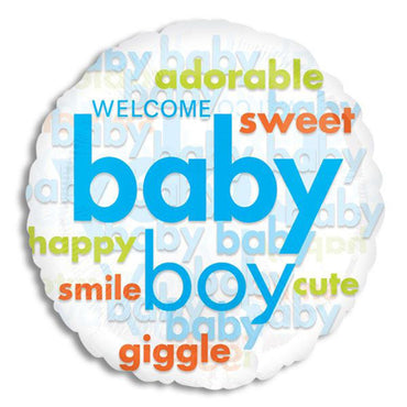 Baby Boy Word Cloud Clear Balloon 18in Balloons & Streamers - Party Centre - Party Centre