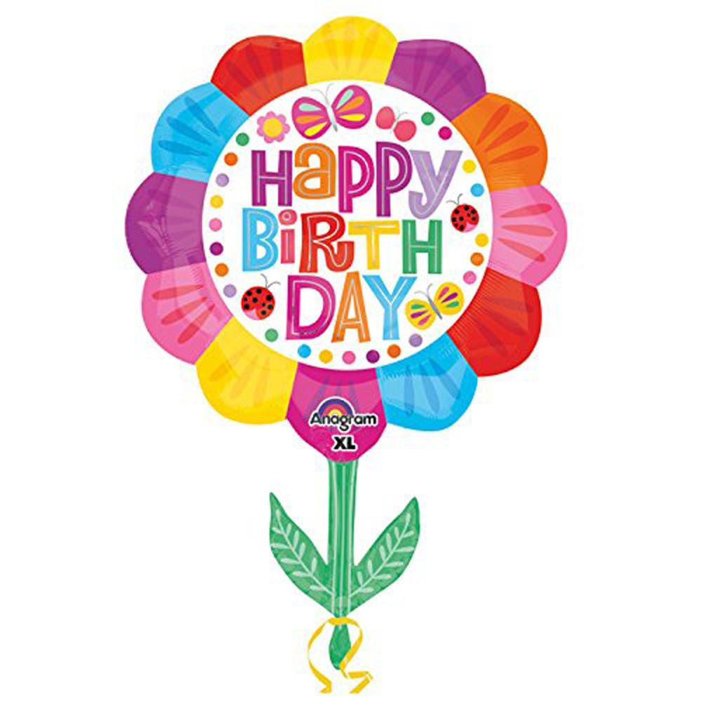 Happy Birthday Flower SuperShape Balloon 21 x 29in Balloons & Streamers - Party Centre - Party Centre
