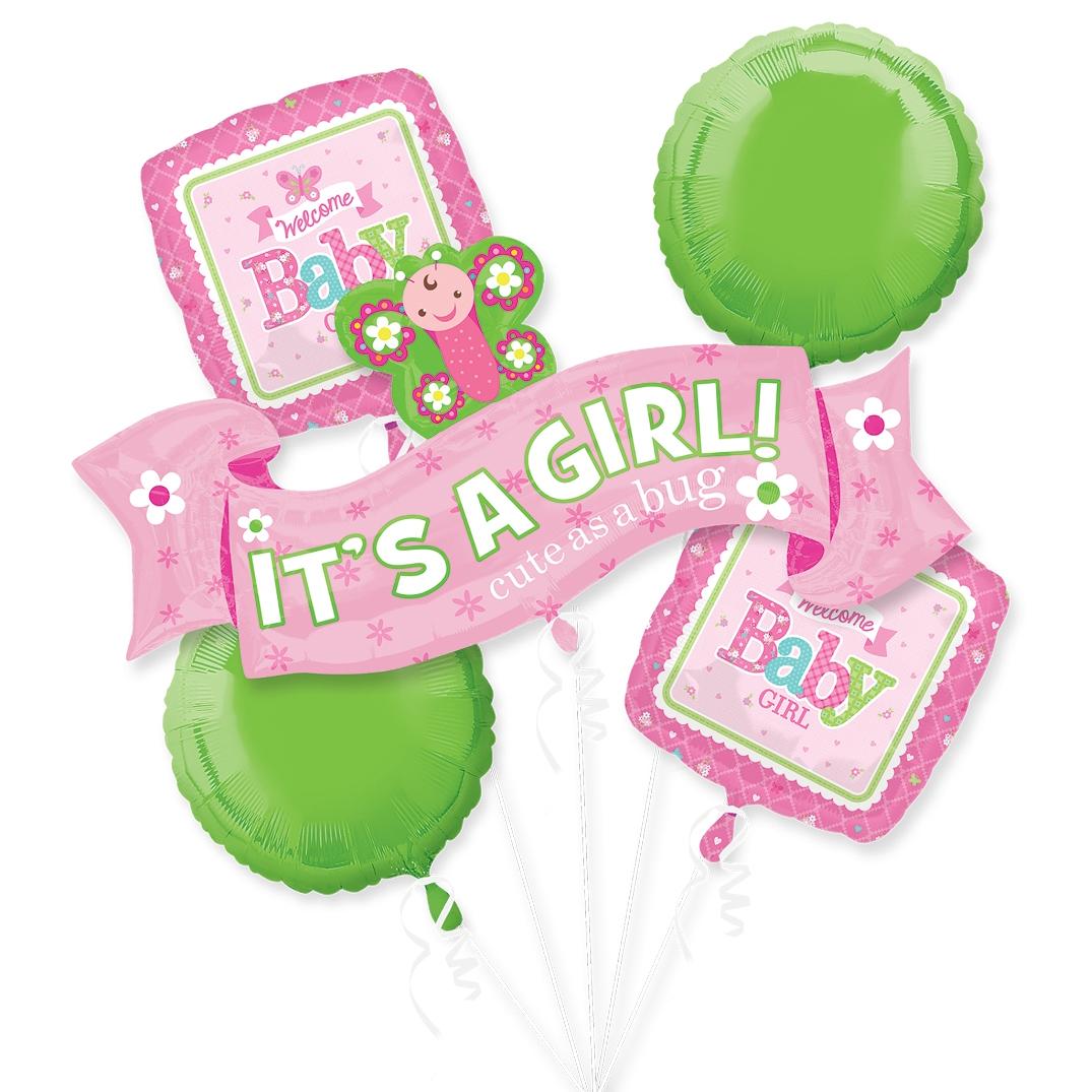 Welcome Little One Girl Balloon Bouquet 5 ct Balloons & Streamers - Party Centre - Party Centre