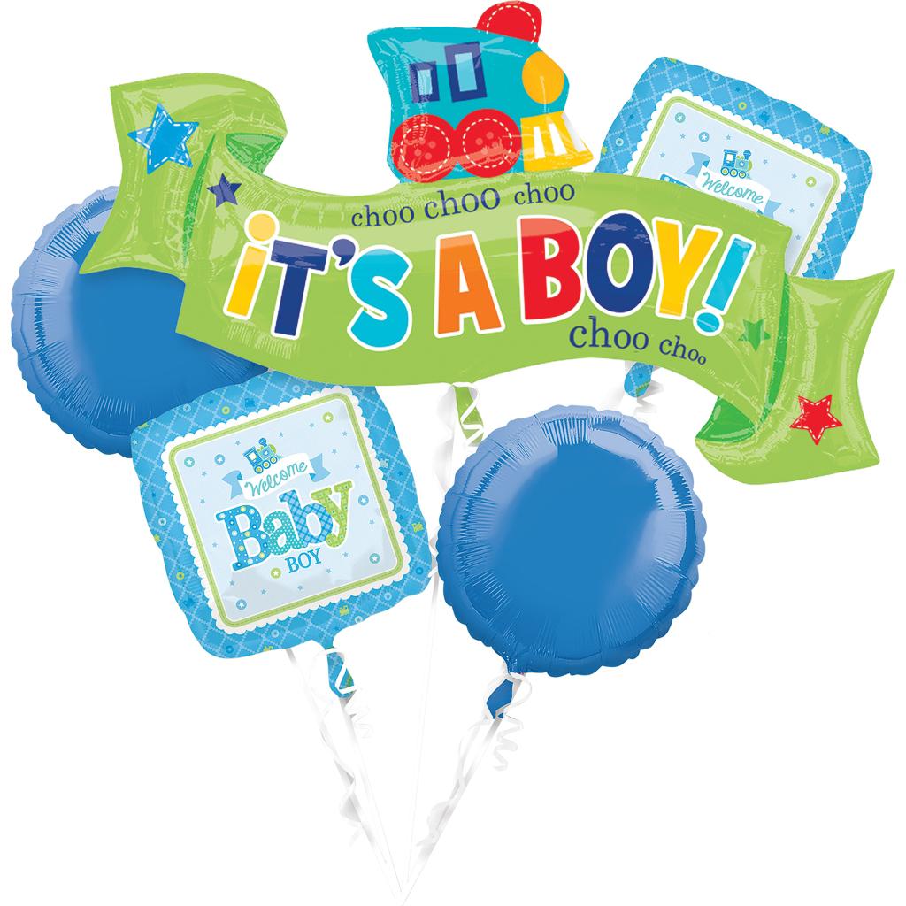 Welcome Little One Boy Balloon Bouquet 5 ct Balloons & Streamers - Party Centre - Party Centre