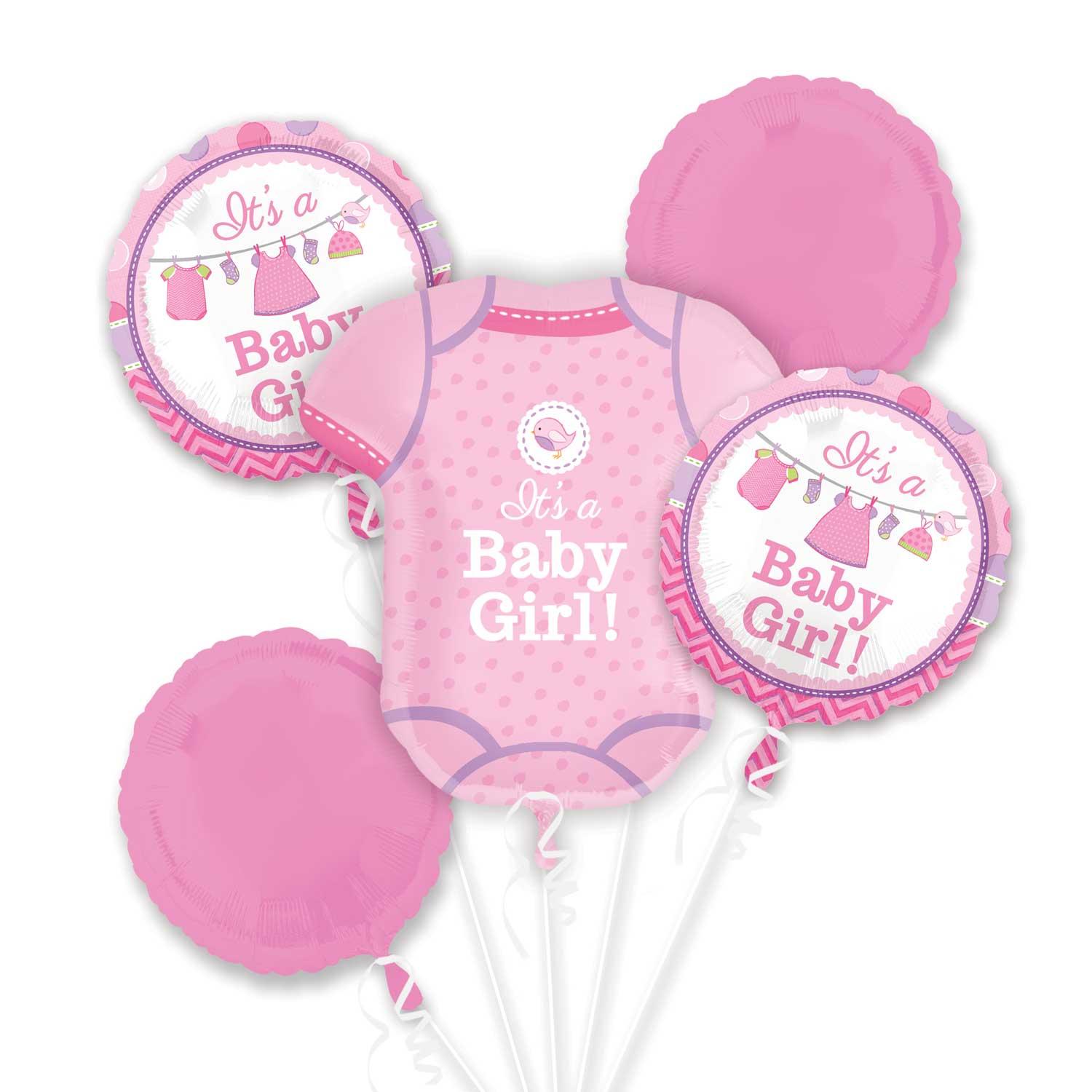 Shower With Love Girl Balloon Bouquet 5 ct Balloons & Streamers - Party Centre - Party Centre