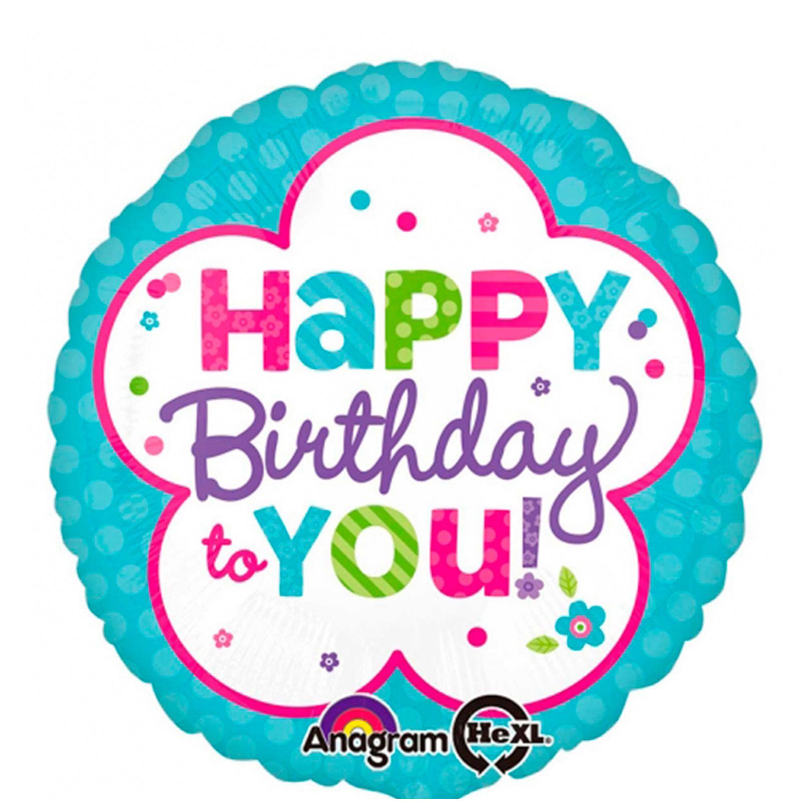 Pink & Teal Birthday Foil Balloon 18in Balloons & Streamers - Party Centre - Party Centre