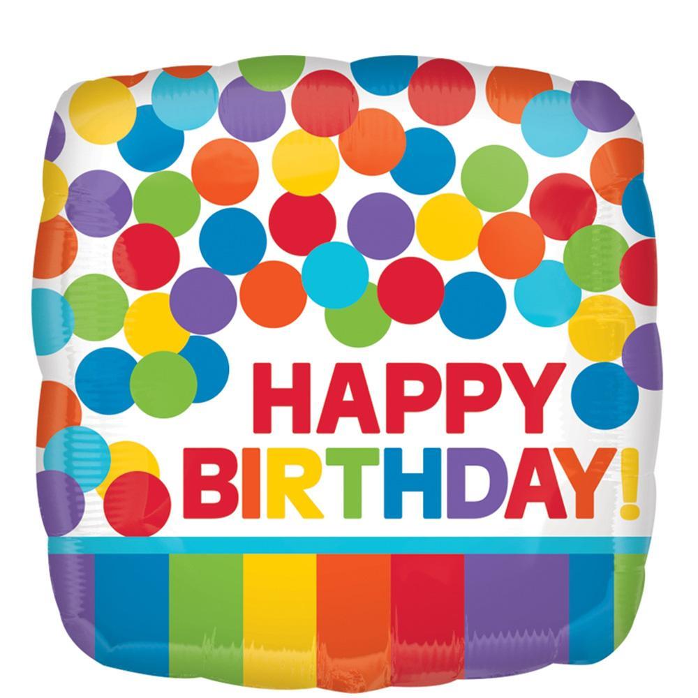 Primary Rainbow Birthday Square Balloon 18in Balloons & Streamers - Party Centre - Party Centre