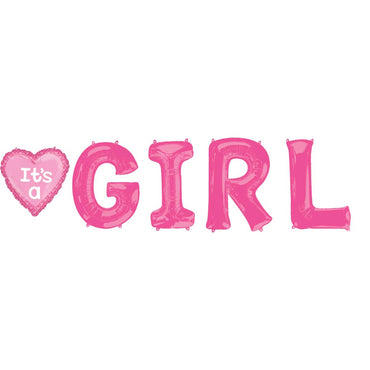 G-I-R-L Letter Bunch Foil Balloons 5pcs Balloons & Streamers - Party Centre - Party Centre