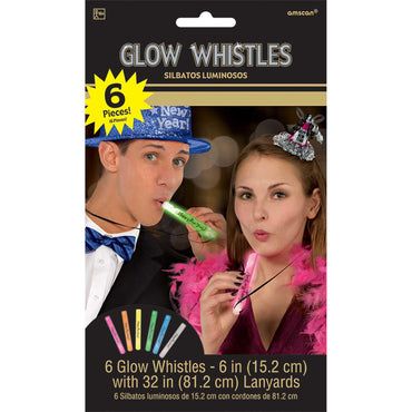 New Year's Glow Whistles 6in 6pcs Party Accessories - Party Centre - Party Centre