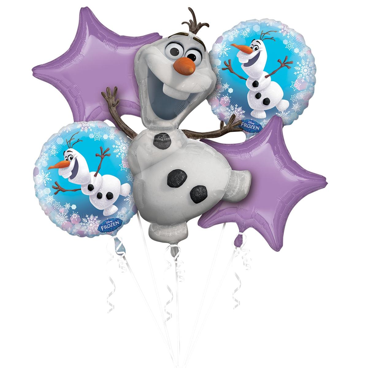 Disney Frozen Olaf Balloon Bouquet 5pcs Balloons & Streamers - Party Centre - Party Centre