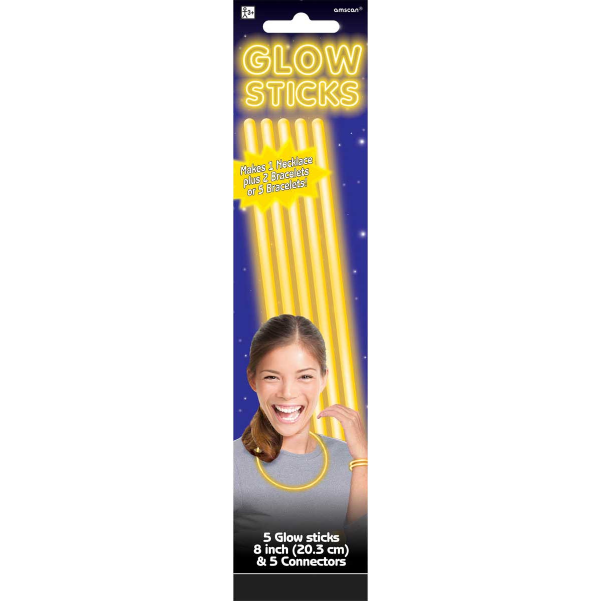 Yellow Glow Bracelets 8in, 5pcs Costumes & Apparel - Party Centre - Party Centre