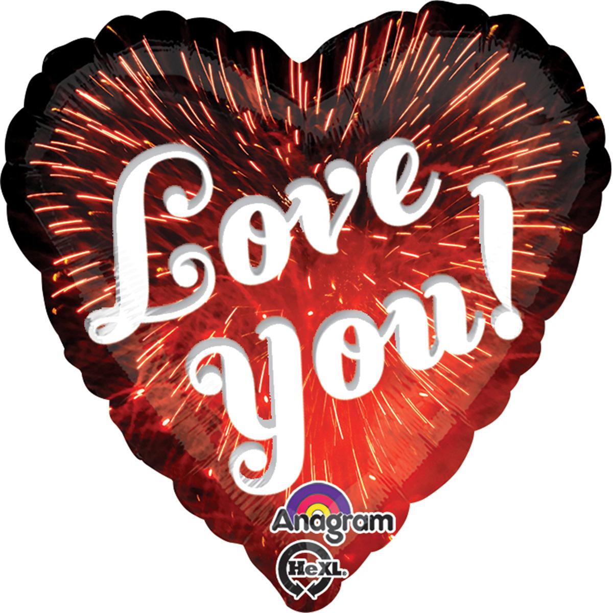 Love You Fireworks Foil Balloon 18in Balloons & Streamers - Party Centre - Party Centre