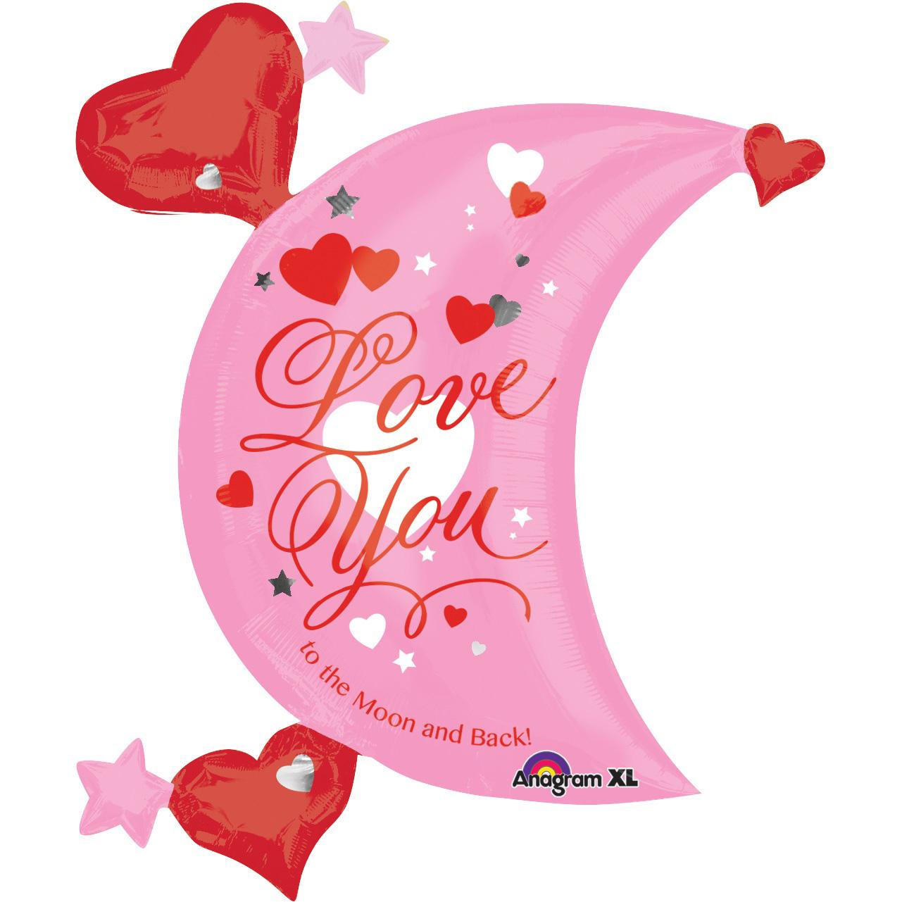 Love You Moon SuperShape Balloon 27x32in Balloons & Streamers - Party Centre - Party Centre