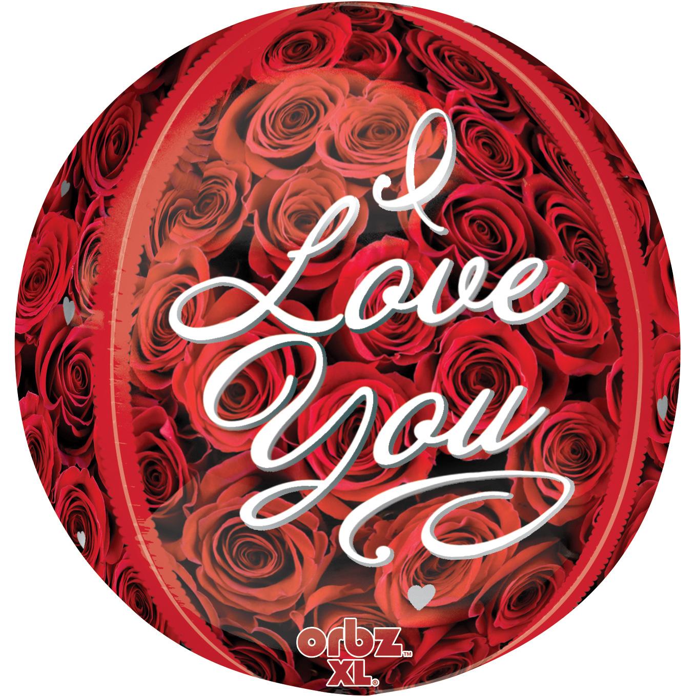 I Love You Roses Orbz Foil Balloon 38x40cm Balloons & Streamers - Party Centre - Party Centre