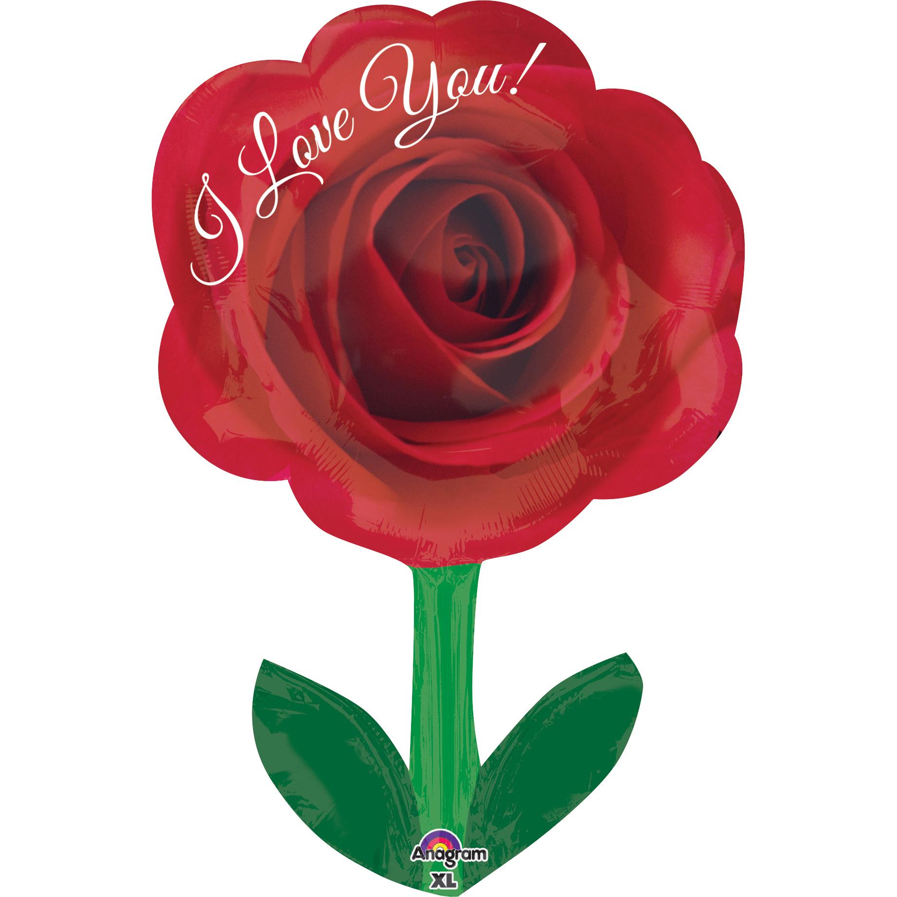 I Love You Rose with Stem Junior Foil Balloon 18in Balloons & Streamers - Party Centre - Party Centre