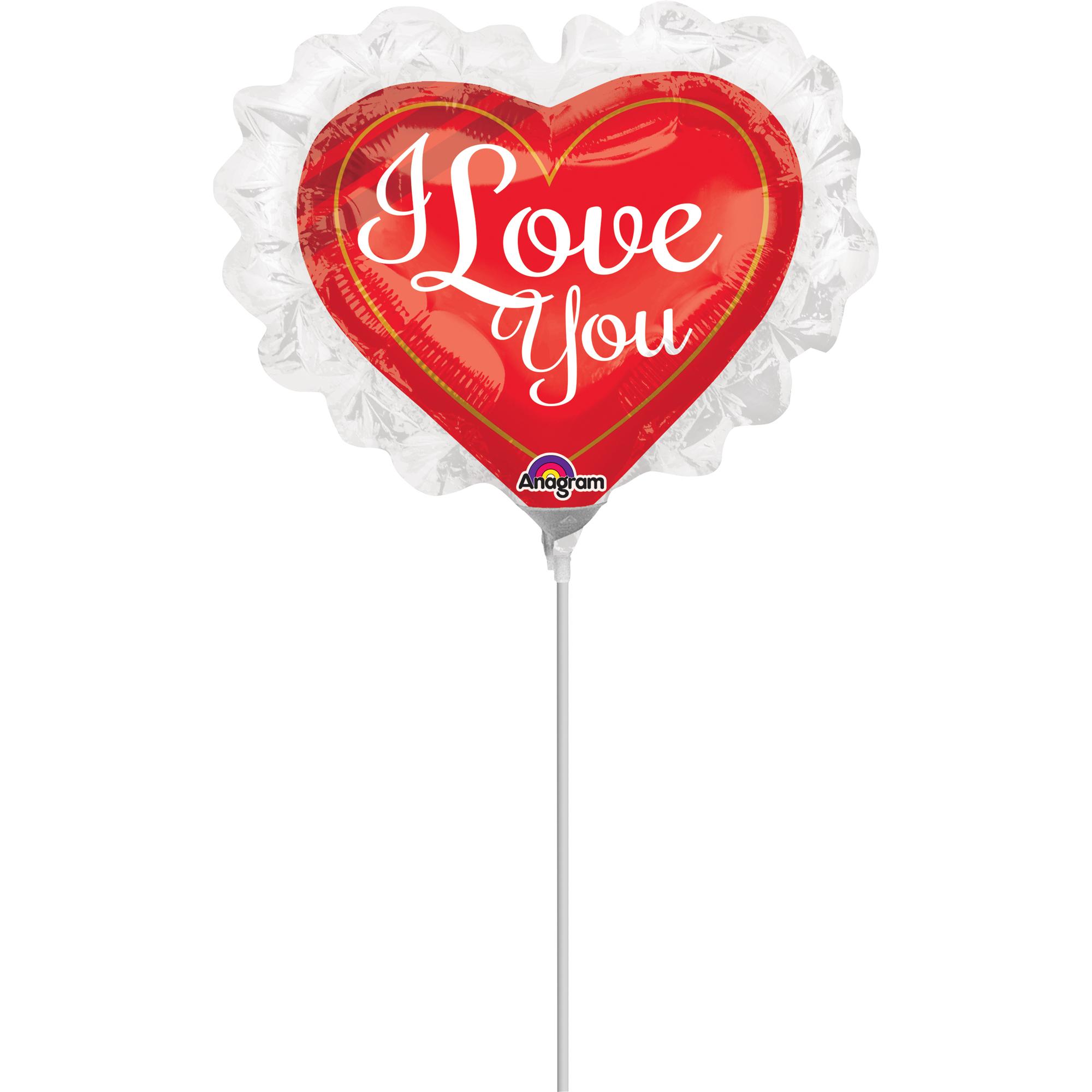 I Love You Ruffle Mini Heart Shape Foil Balloon Balloons & Streamers - Party Centre - Party Centre