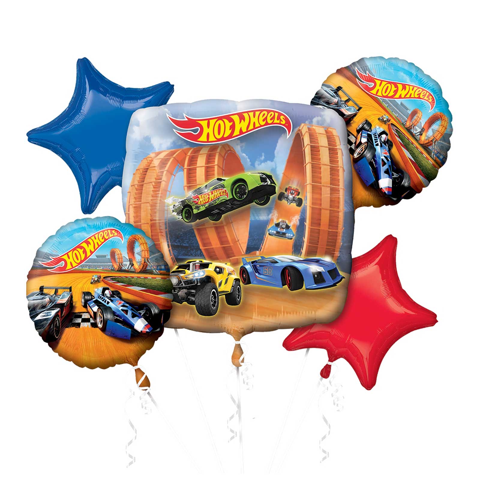 Hot Wheels Racer Balloon Bouquet 5pcs Balloons & Streamers - Party Centre - Party Centre