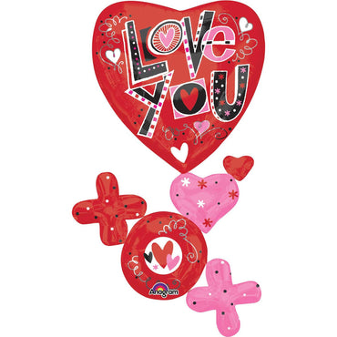 XO Love You Multi-Balloon Balloons & Streamers - Party Centre - Party Centre