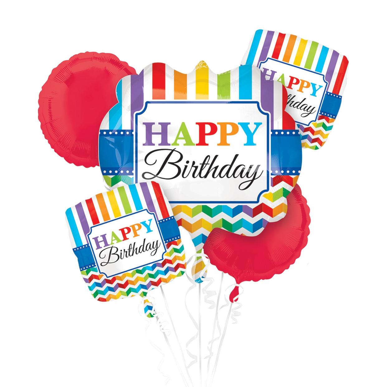 Bright Birthday Balloon Bouquet 5pcs Balloons & Streamers - Party Centre - Party Centre