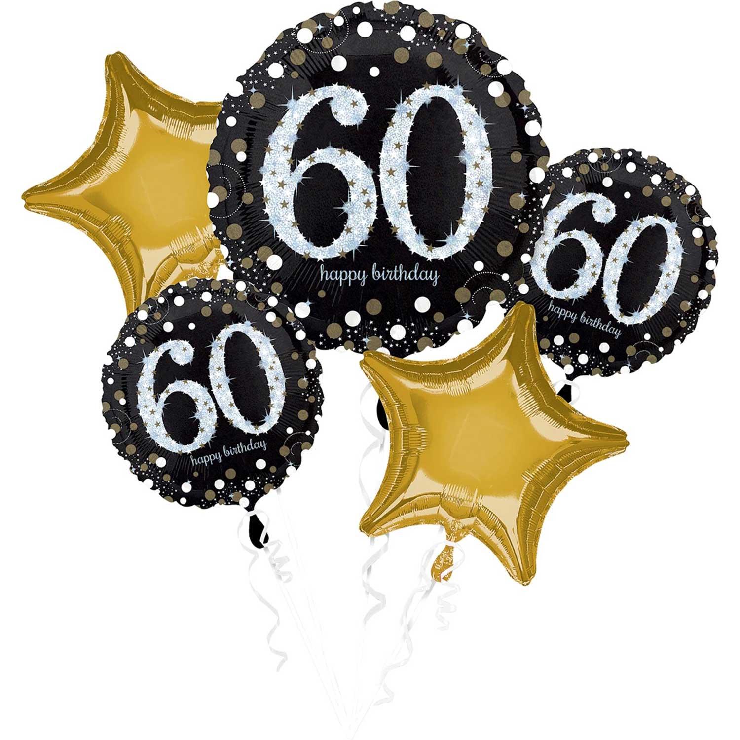 Sparkling Birthday 60 Balloon Bouquet 5pcs - Party Centre