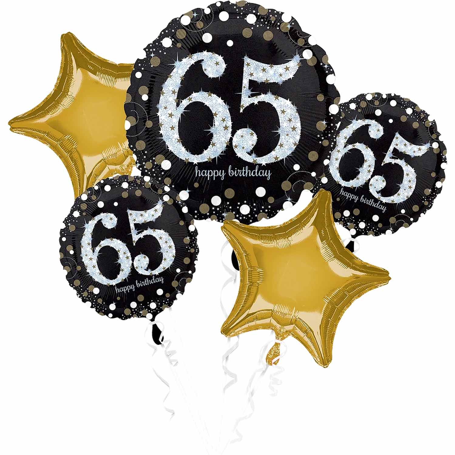 Sparkling Birthday 65 Balloon Bouquet 5pcs - Party Centre