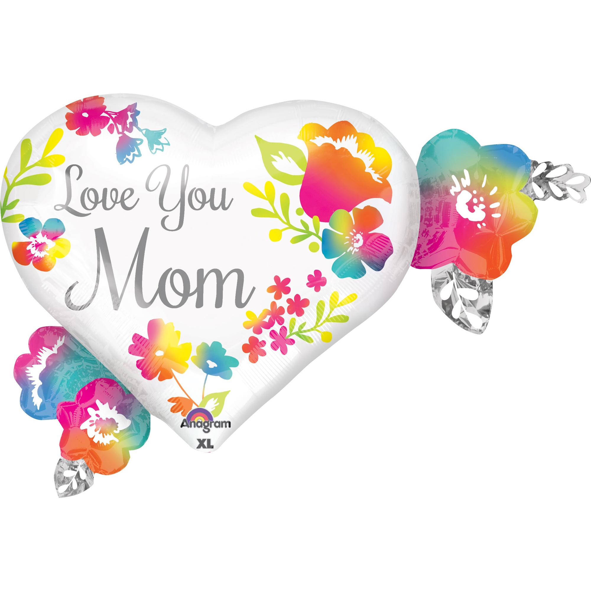 Love You Mom Watercolor SuperShape Foil Balloon 27x20in Balloons & Streamers - Party Centre - Party Centre