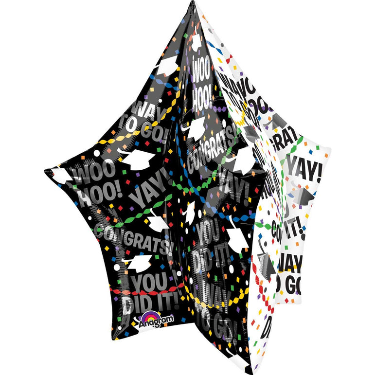 Graduation Star Multi-Panel Balloon 34in Balloons & Streamers - Party Centre