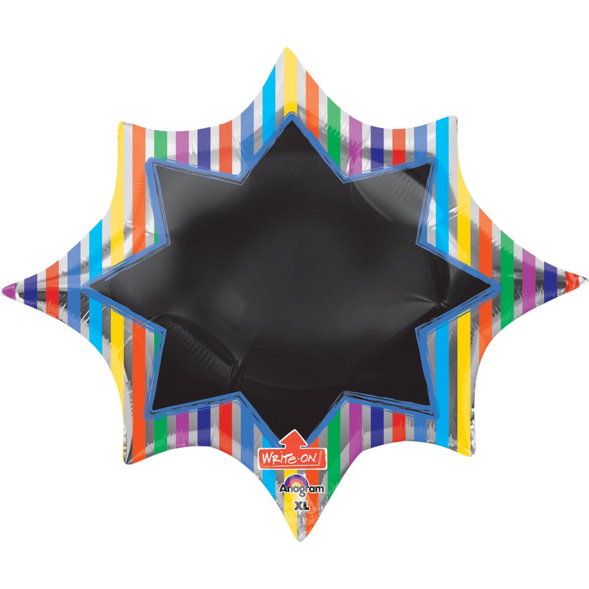 Multi-Stripe Burst Black Board SuperShape Write-On 35x29in Balloons & Streamers - Party Centre - Party Centre