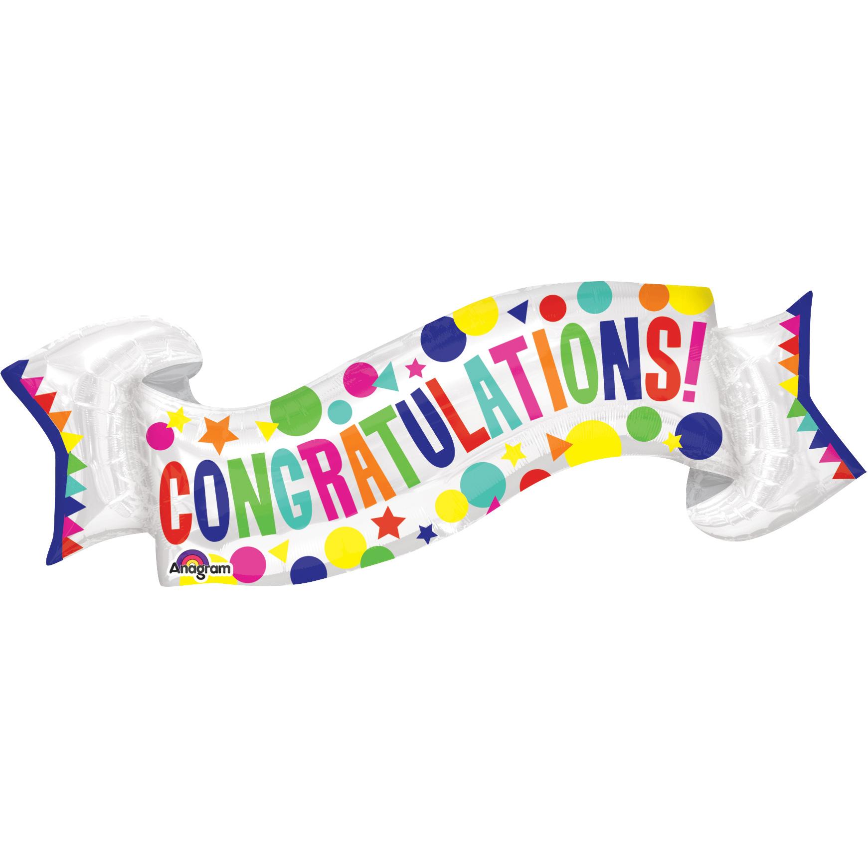 Congratulations Banner SuperShape Balloon 40x19in Balloons & Streamers - Party Centre - Party Centre