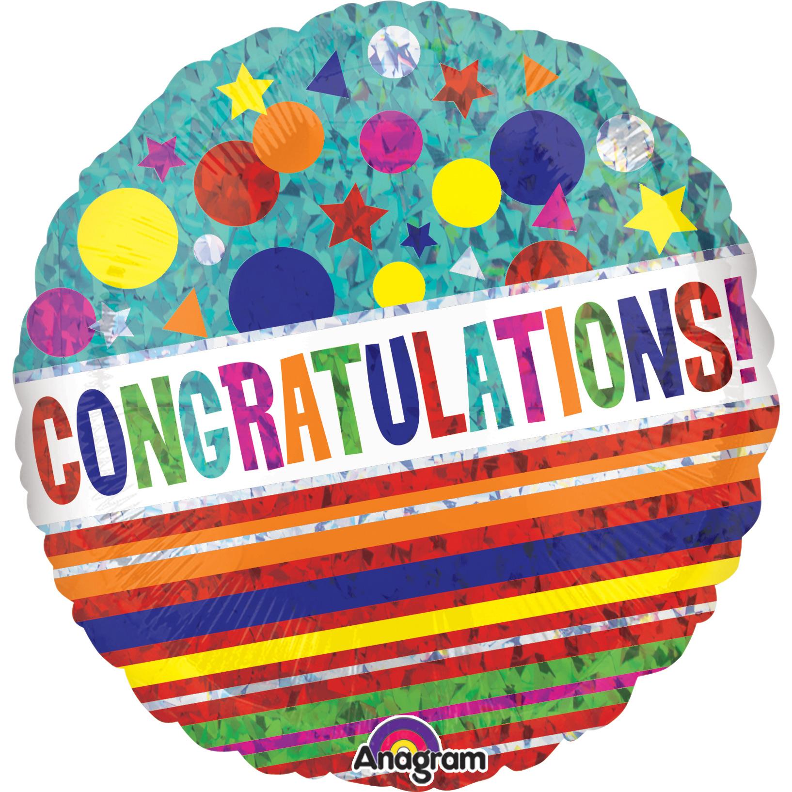 Congratulations Sparkle Holographic Foil Balloon 18in Balloons & Streamers - Party Centre - Party Centre