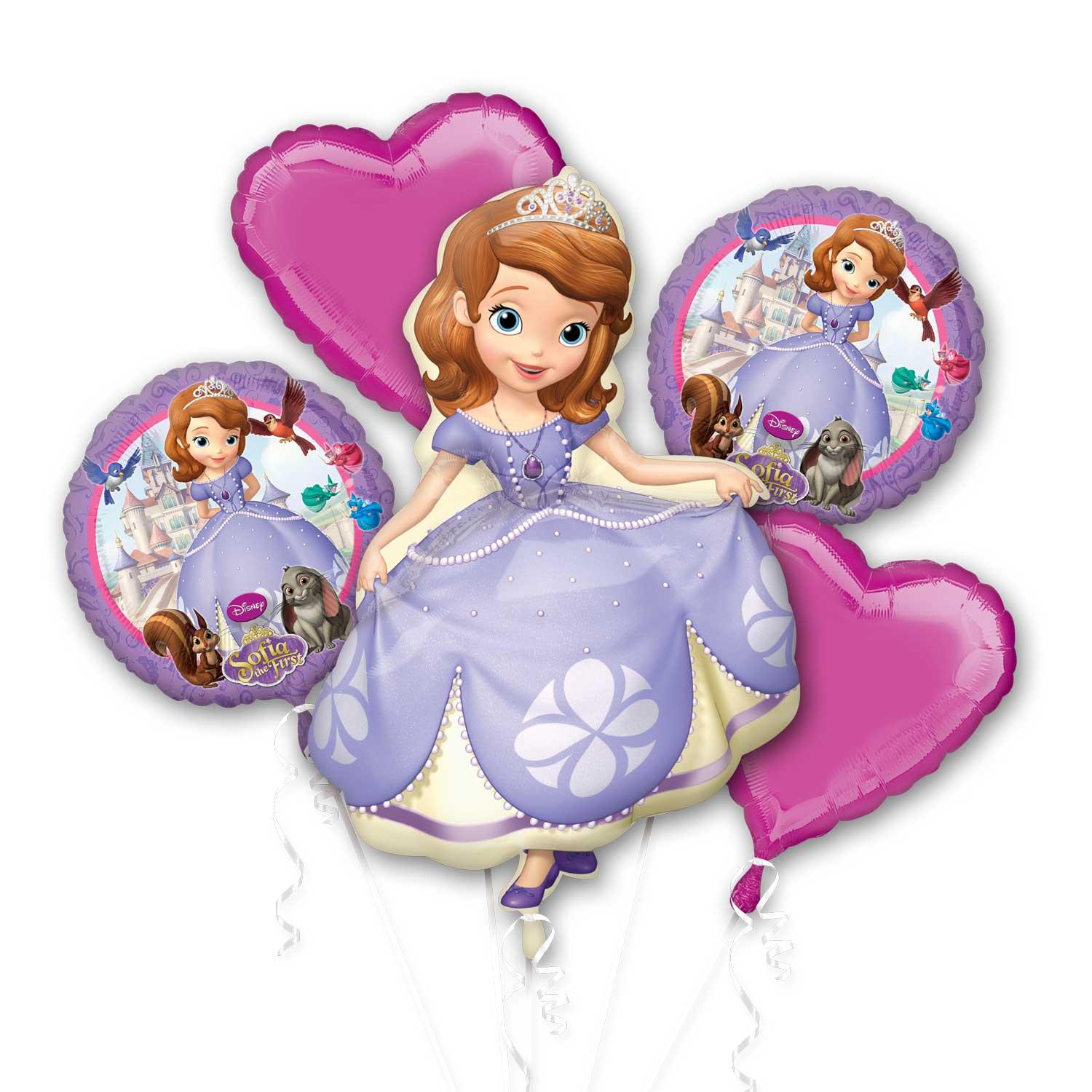 Sofia the First Balloon Bouquet 5pcs Balloons & Streamers - Party Centre - Party Centre