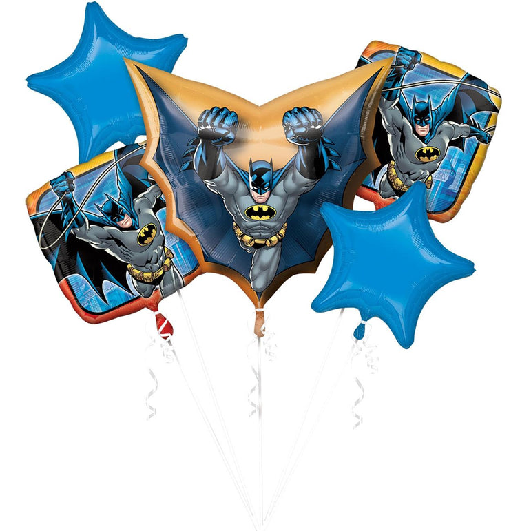 Batman Balloon Bouquet 5pcs Balloons & Streamers - Party Centre