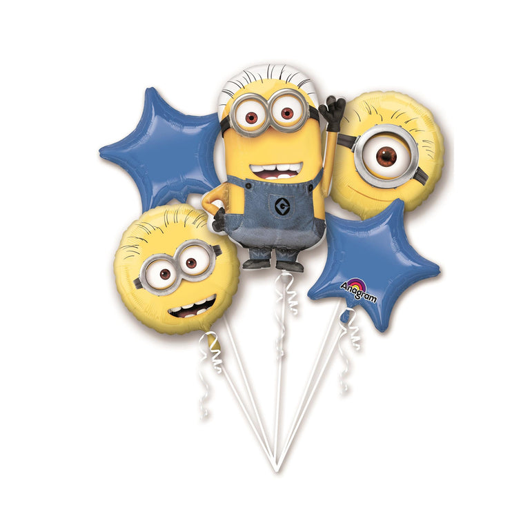 Despicable Me Balloon Bouquet 5pcs Balloons & Streamers - Party Centre