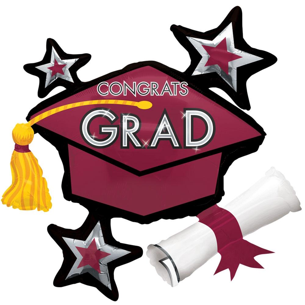 Congrats Graduation Berry Cluster SuperShape Balloon 78x73cm Balloons & Streamers - Party Centre - Party Centre