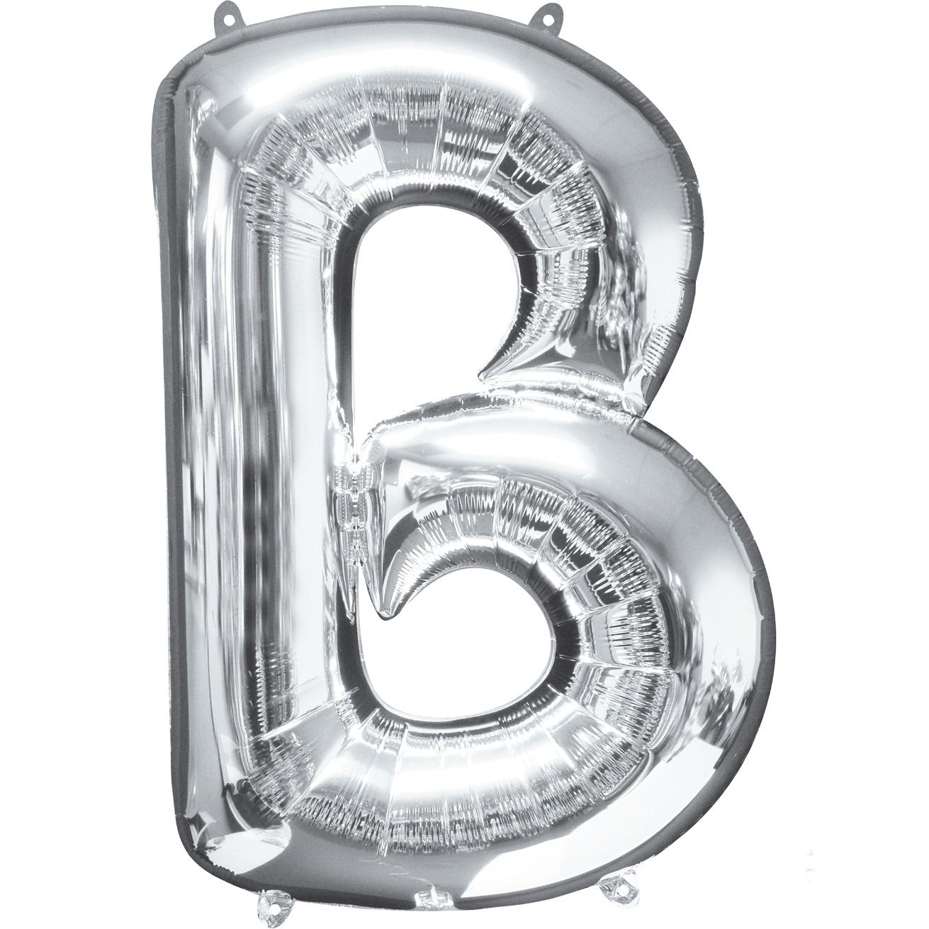 Letter B Silver SuperShape Balloon 23x34in Balloons & Streamers - Party Centre - Party Centre