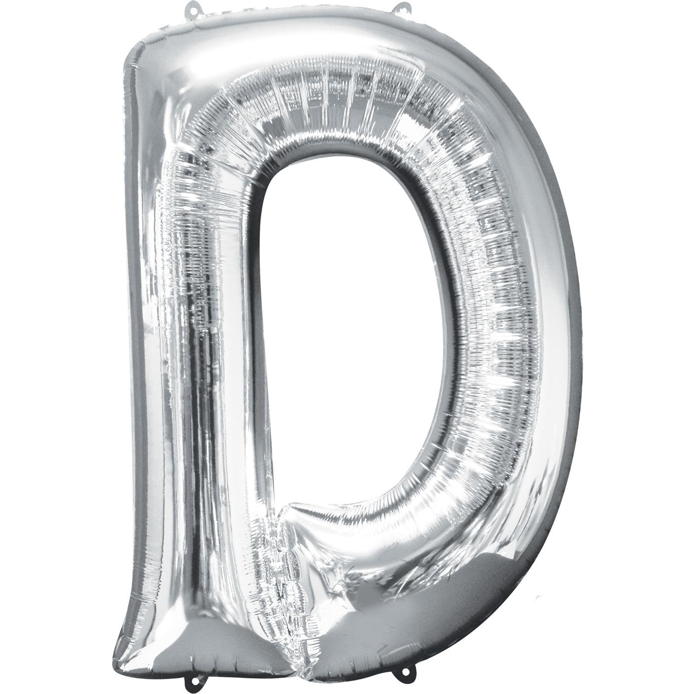 Letter D Silver SuperShape Balloon 24x33in Balloons & Streamers - Party Centre - Party Centre