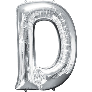 Letter D Silver SuperShape Balloon 24x33in Balloons & Streamers - Party Centre - Party Centre