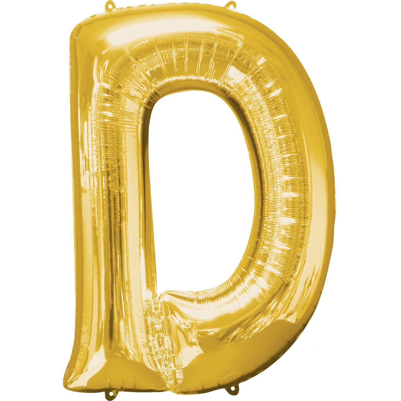 Letter D Gold SuperShape Balloon 24x33in Balloons & Streamers - Party Centre - Party Centre