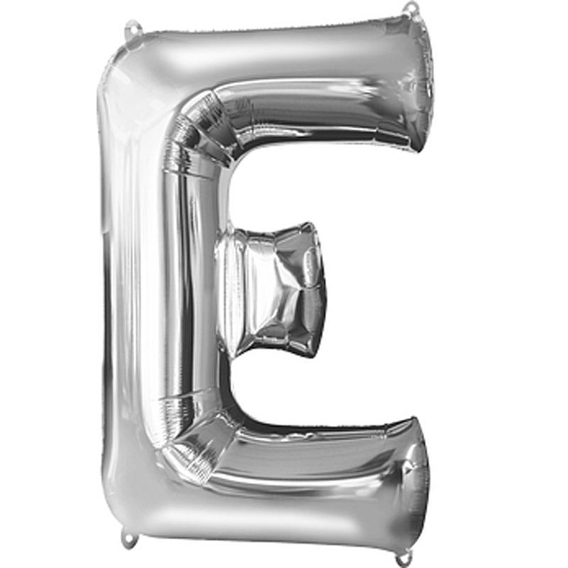 Silver Letter E Supershape Balloon 53cmx81cm - Party Centre