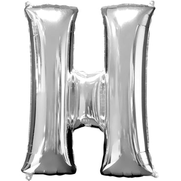Silver Letter H SuperShape Balloon 66x32cm Balloons & Streamers - Party Centre - Party Centre