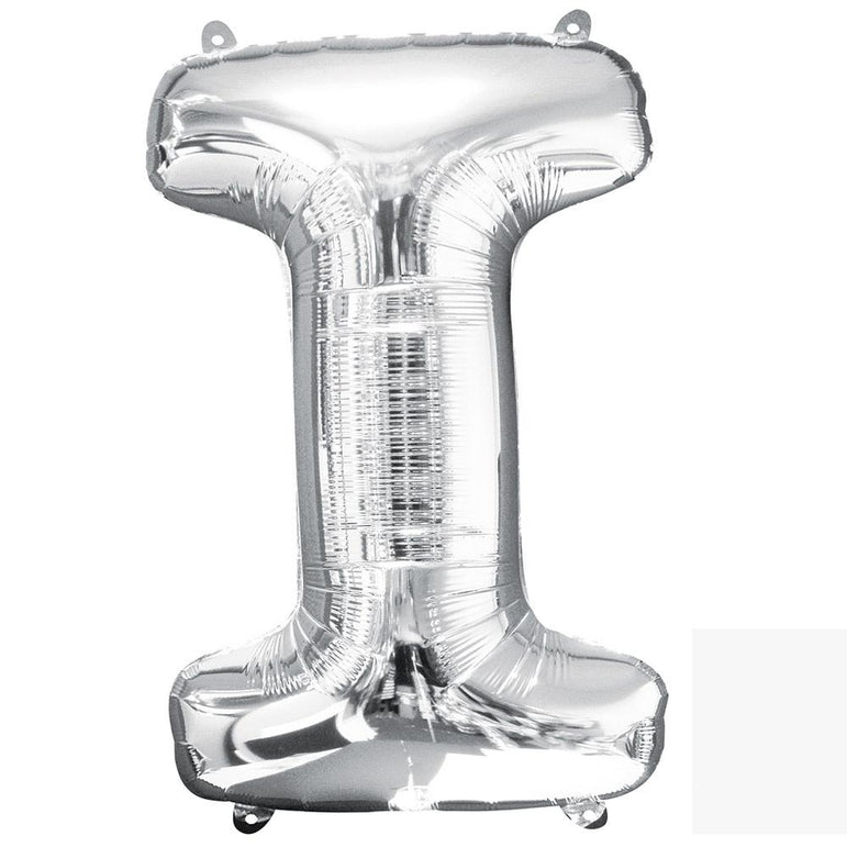 Silver Letter I Supershape Balloon 45cmx81cm