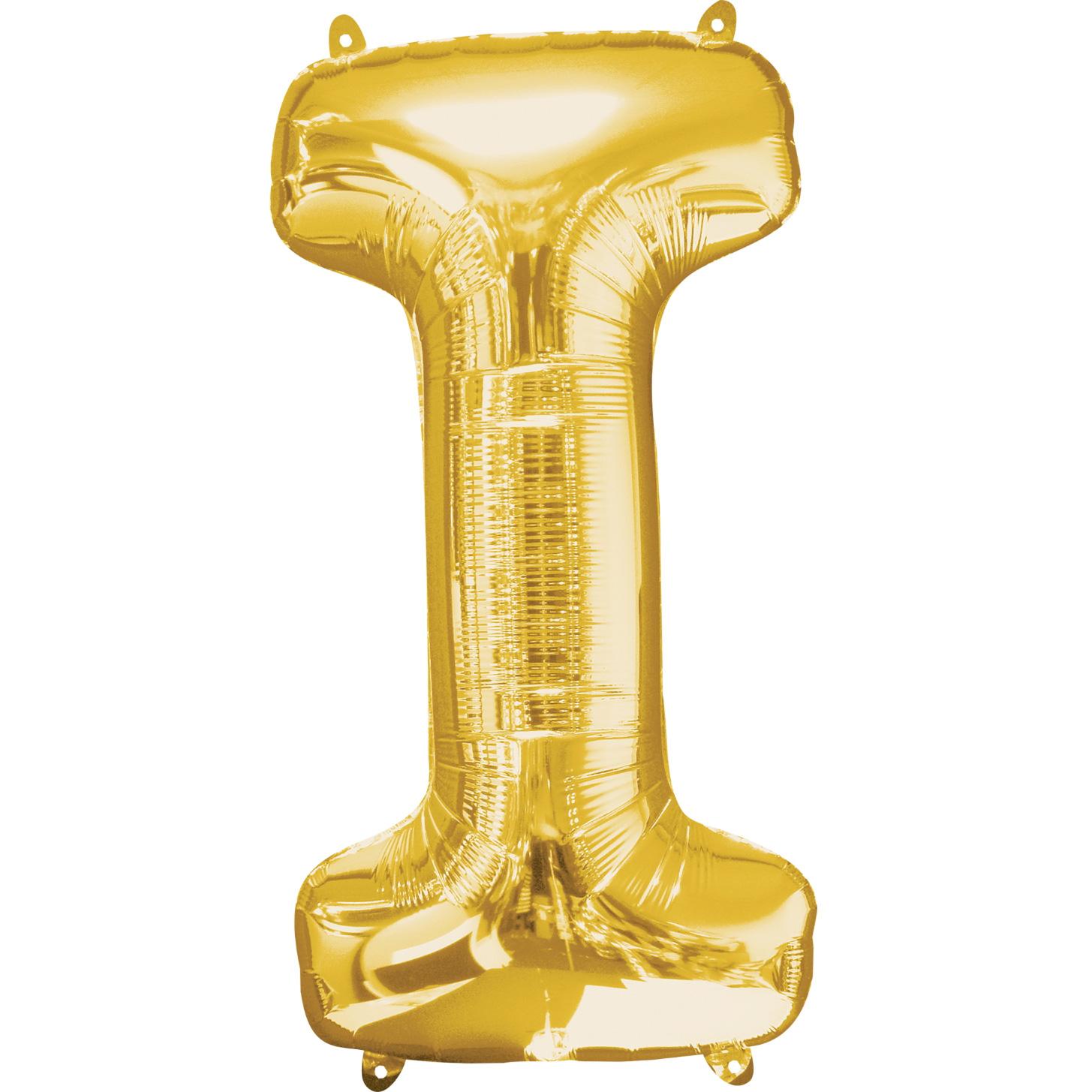 Letter I Gold SuperShape Balloon 18x32in Balloons & Streamers - Party Centre - Party Centre