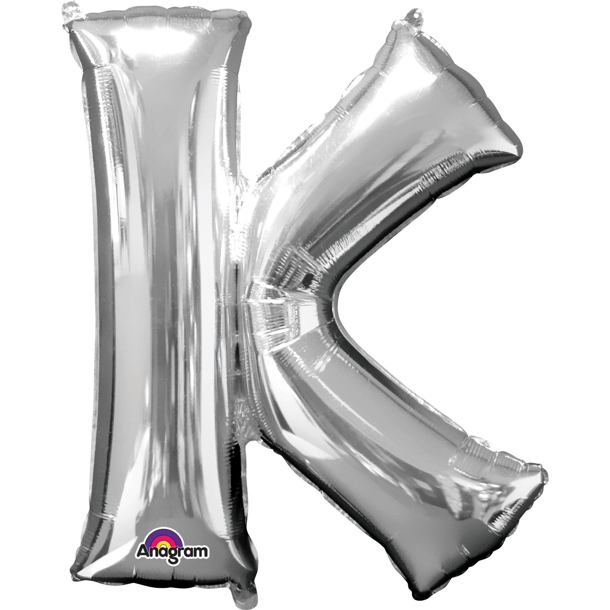 Letter K Silver SuperShape Balloon 26x33in Balloons & Streamers - Party Centre - Party Centre