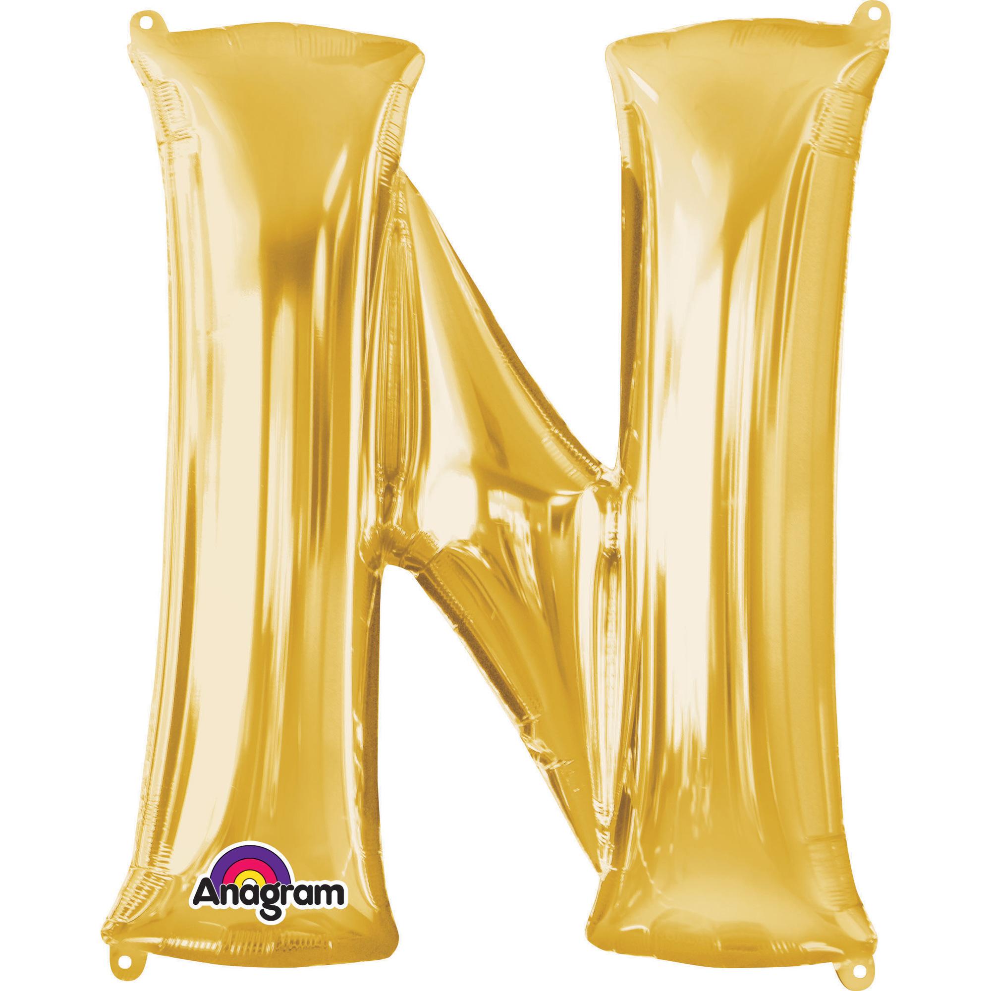 Letter N Gold SuperShape Balloon 24x32in Balloons & Streamers - Party Centre - Party Centre