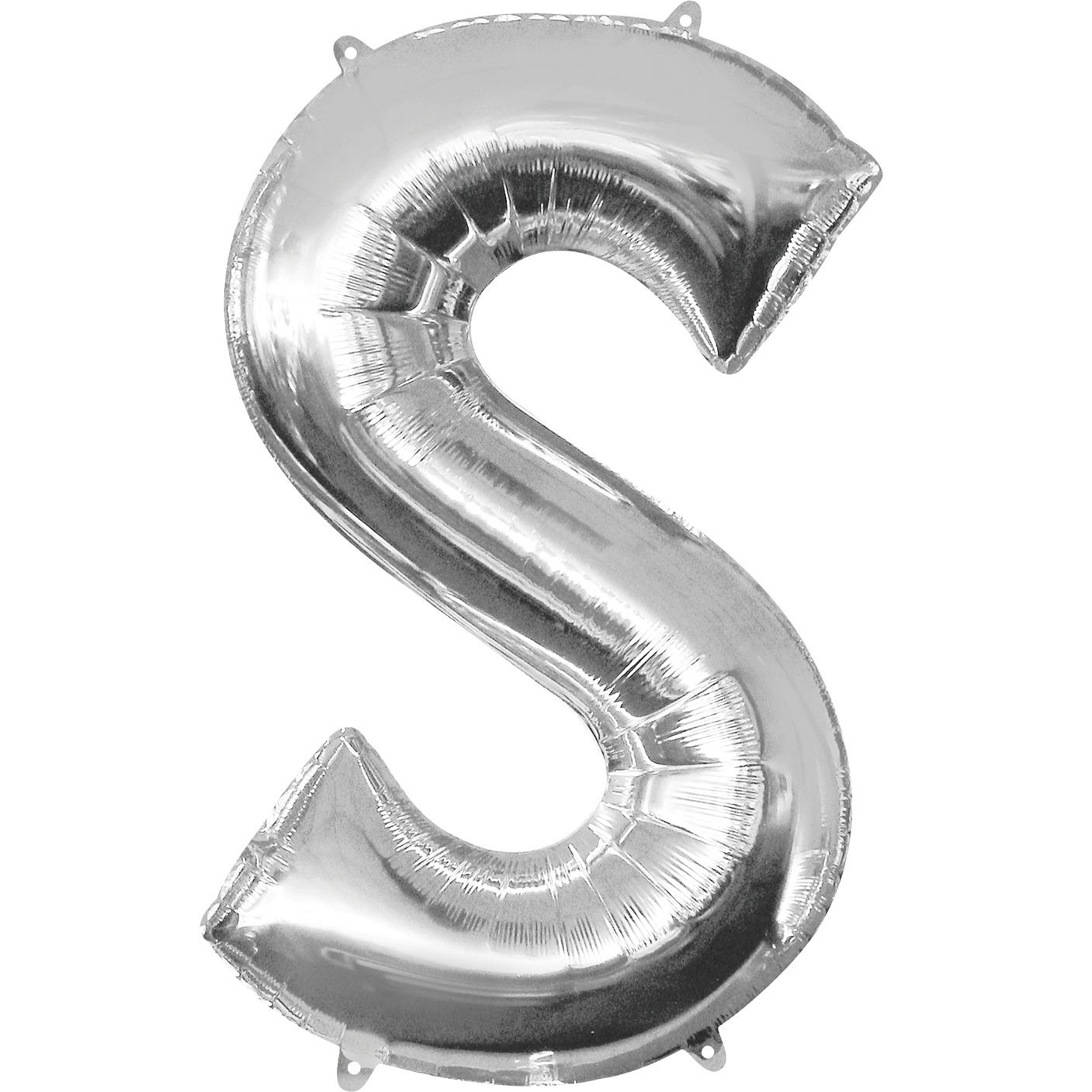 Letter S Silver SuperShape Balloon 21x35in Balloons & Streamers - Party Centre - Party Centre