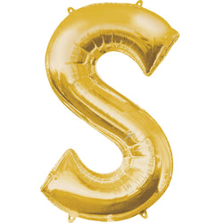 بالون فويل مجسم كبير على شكل حرف S بلون ذهبي- مقاس 86× 34سم