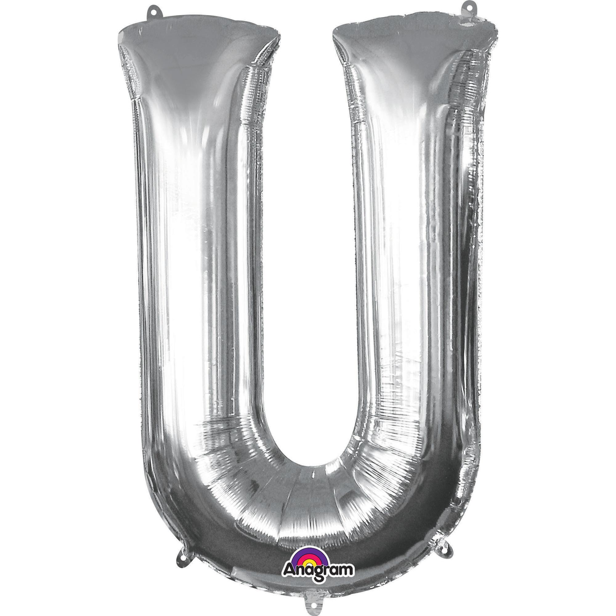 Letter U Silver SuperShape Balloon 23x33in Balloons & Streamers - Party Centre - Party Centre