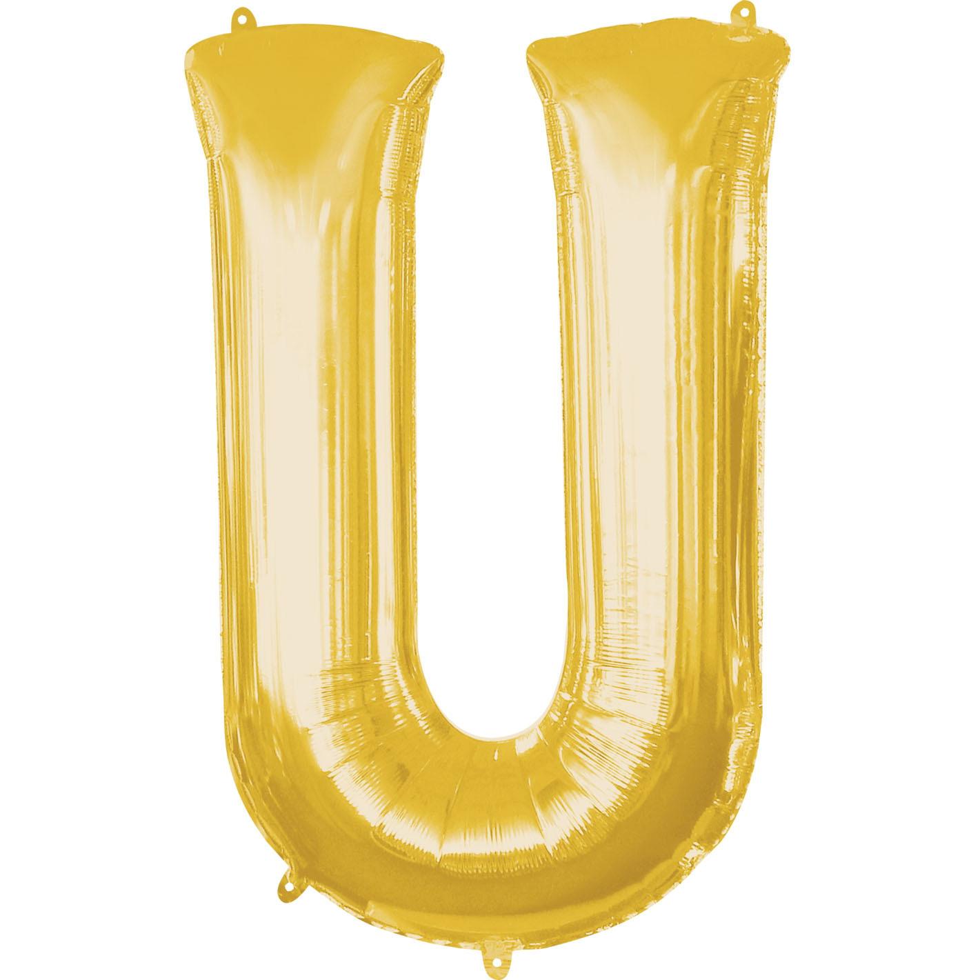 Letter U Gold SuperShape Balloon 23x33in Balloons & Streamers - Party Centre - Party Centre