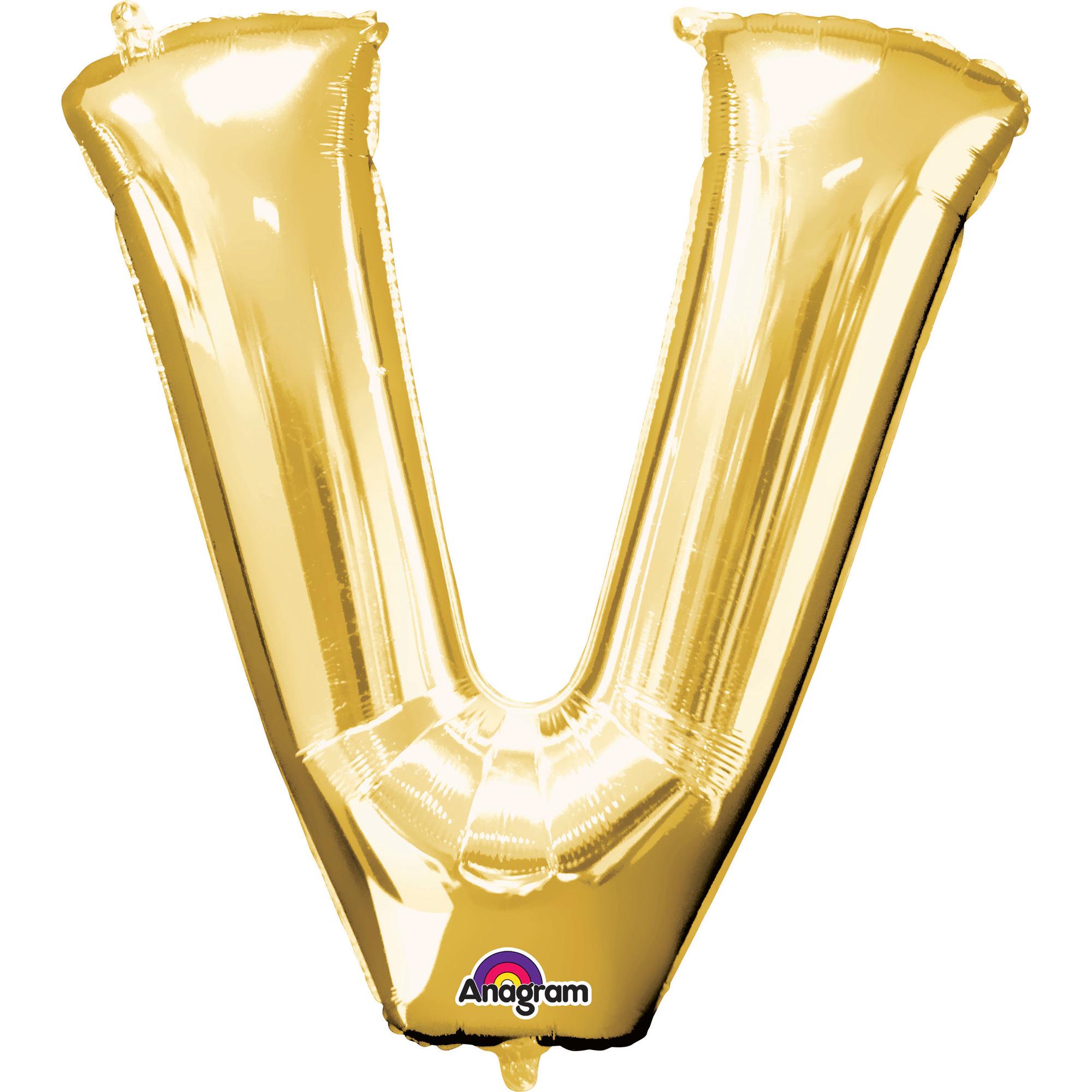 Letter V Gold SuperShape Balloon 32x32in Balloons & Streamers - Party Centre - Party Centre