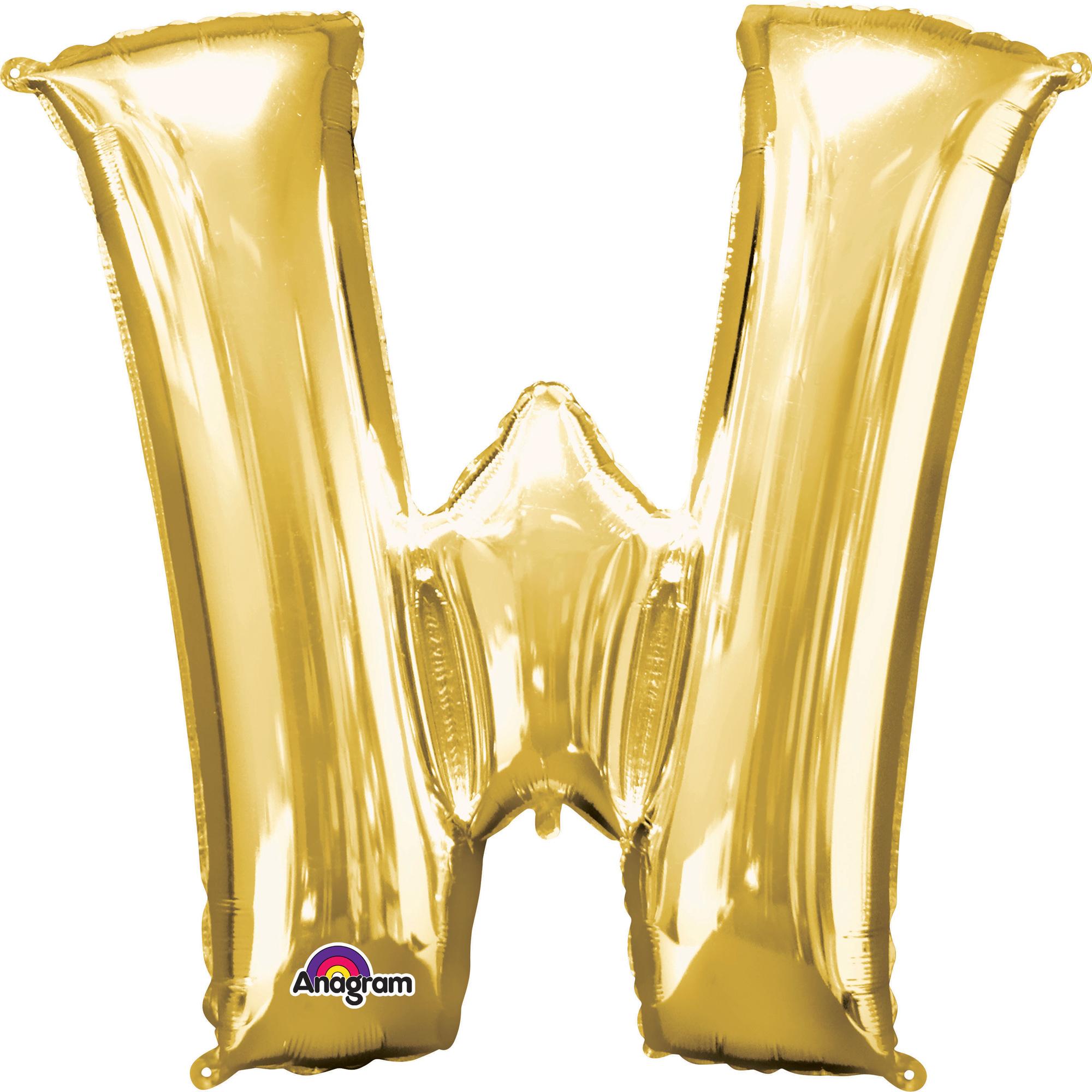 Letter W Gold SuperShape Balloon 28x33in Balloons & Streamers - Party Centre - Party Centre