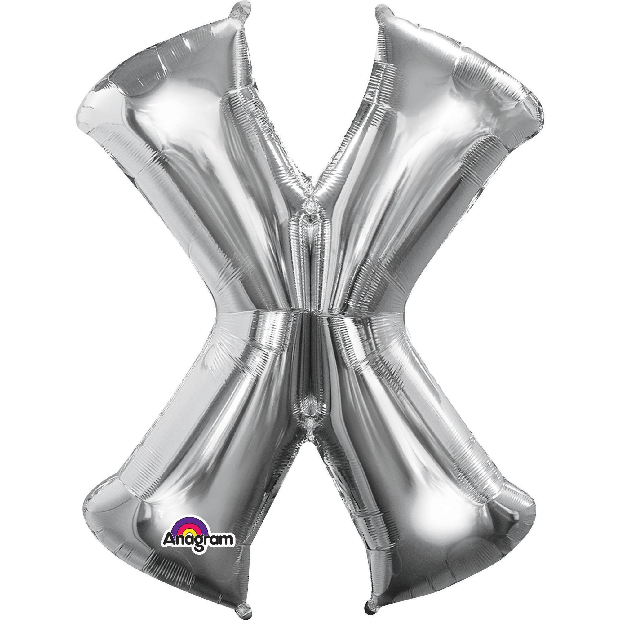 Letter X Silver SuperShape Balloon 27x35in Balloons & Streamers - Party Centre - Party Centre