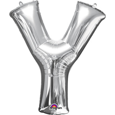 Letter Y Silver SuperShape Balloon 30x34in Balloons & Streamers - Party Centre - Party Centre